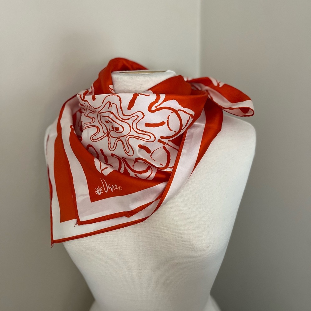 Vibrant Vintage Red and White Patterned Scarf